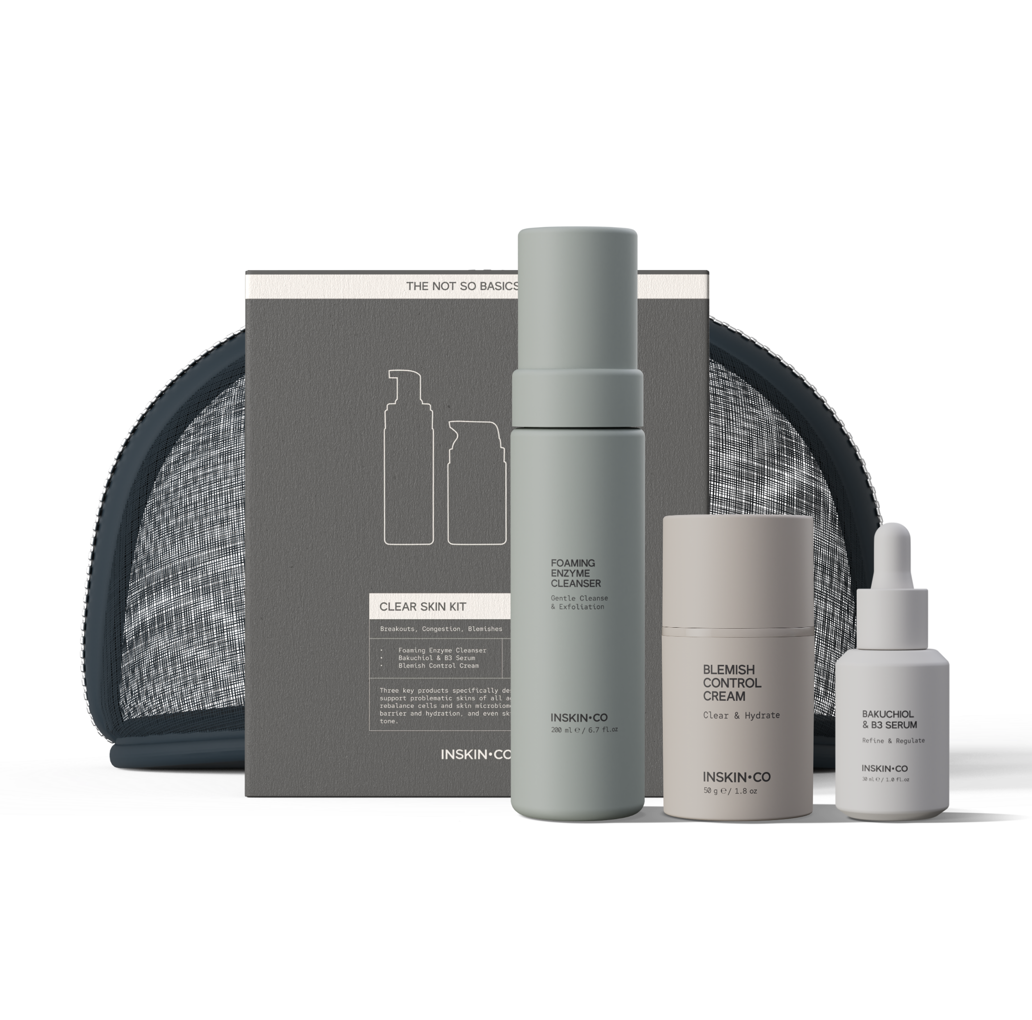 CLEAR Skin Kit  Foaming Cleanser, Bakuchiol & B3, Blemish Control