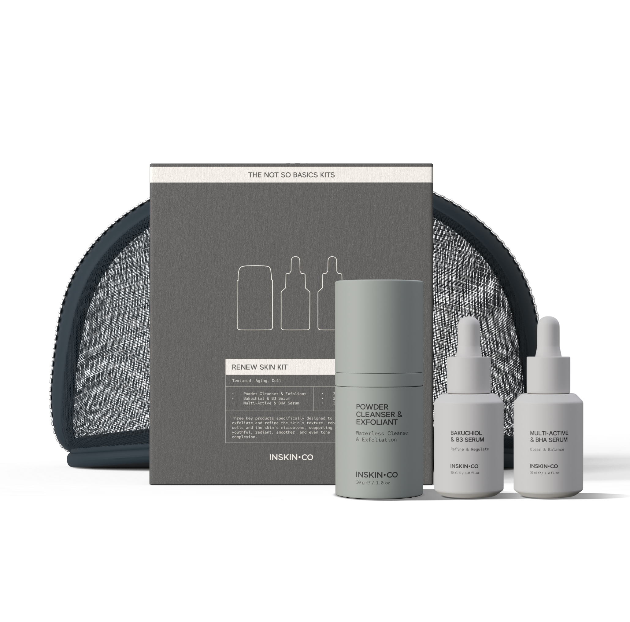 RENEW Skin Kit  Powder Cleanser, Bakuchiol & B3, Multi-Active & BHA Serum